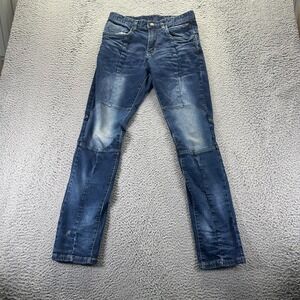 FLX JNS Smoke Rise Jeans Mens 30x32 Blue Denim Cotton Slim Biker Tapered Stretch